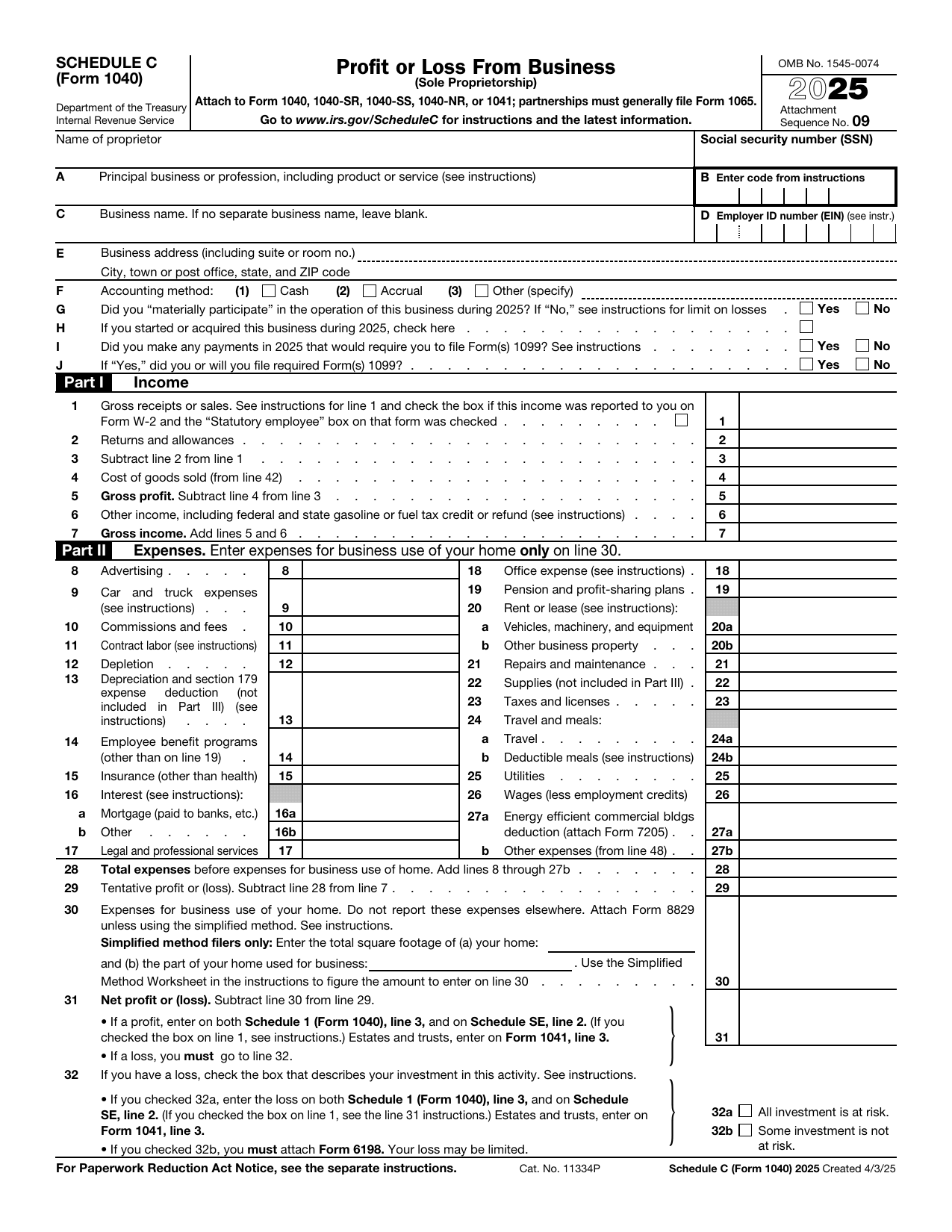 Schedule C (Form 1040)