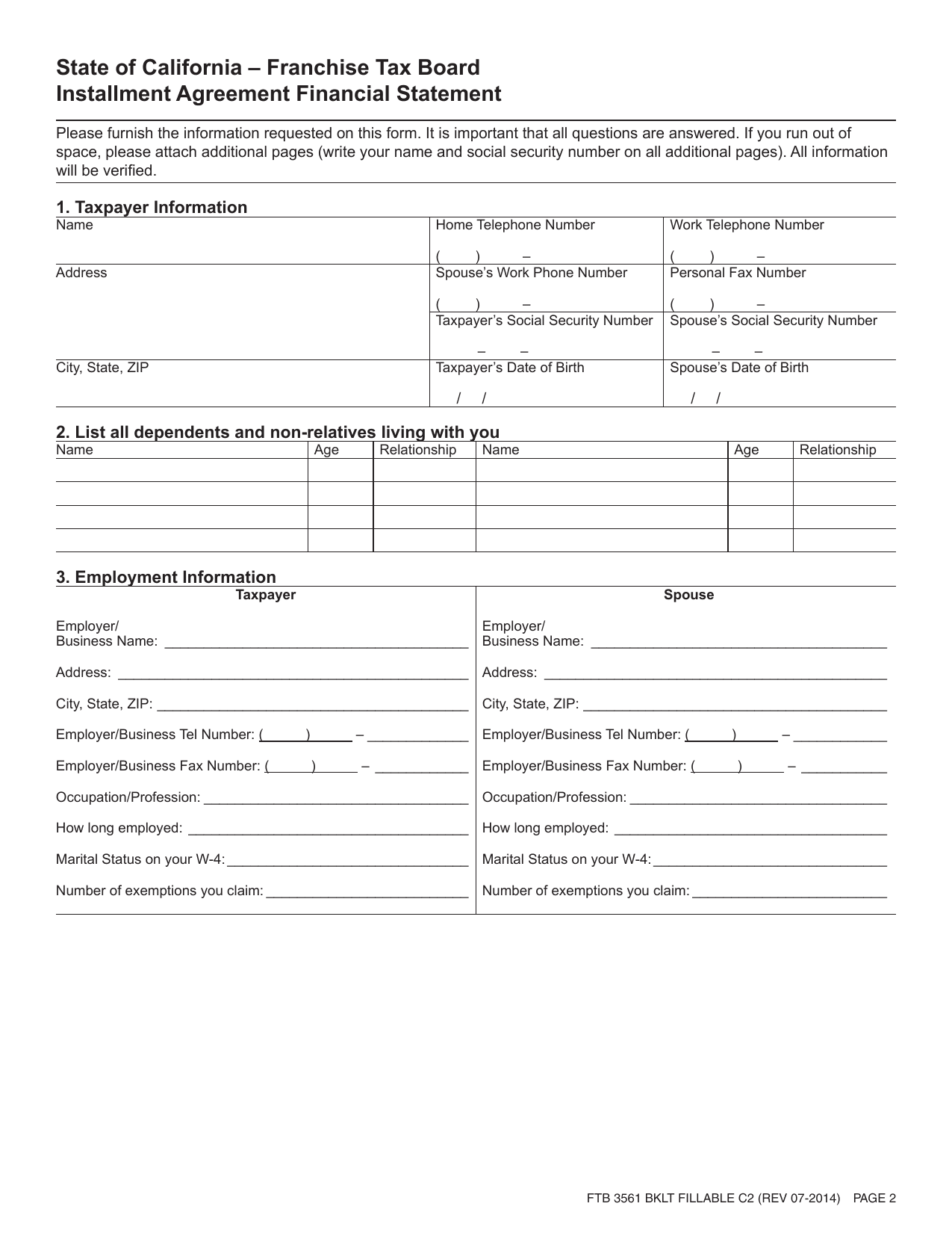 FTB 3561 Form