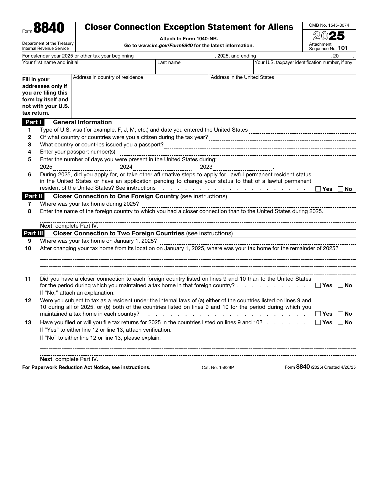 8840 Form