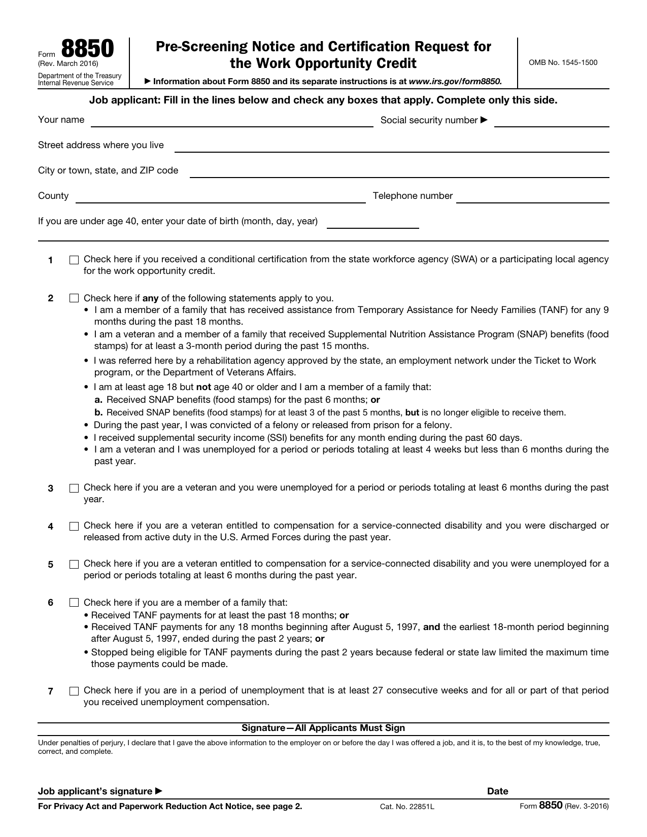 8850 Form