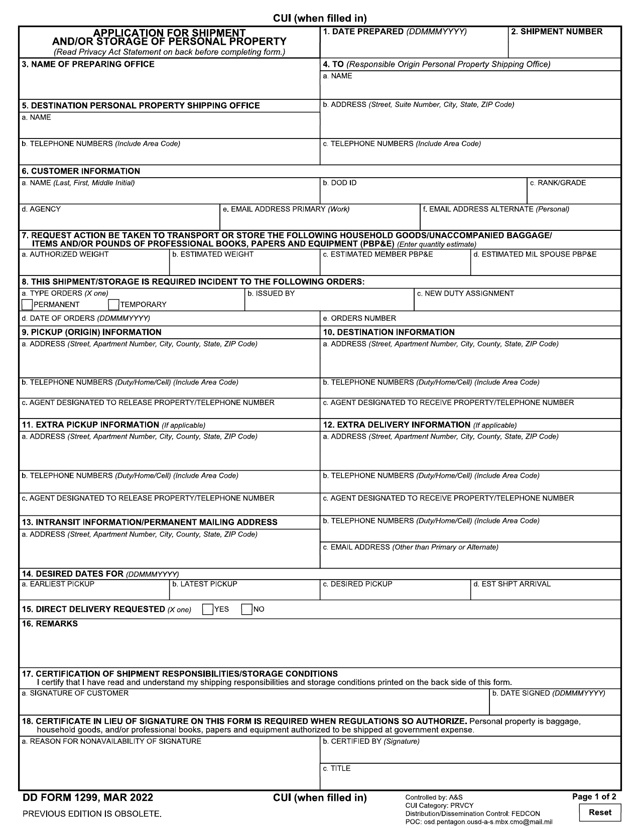 DD 1299 Form
