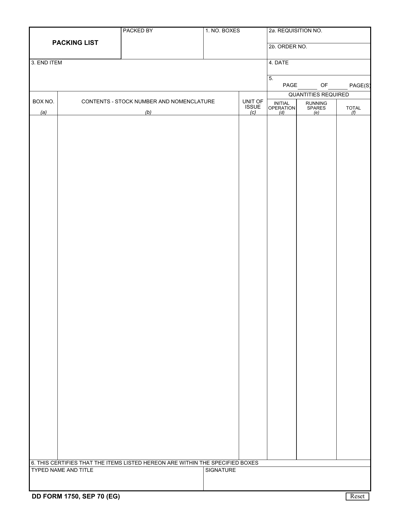 DD Form 1750