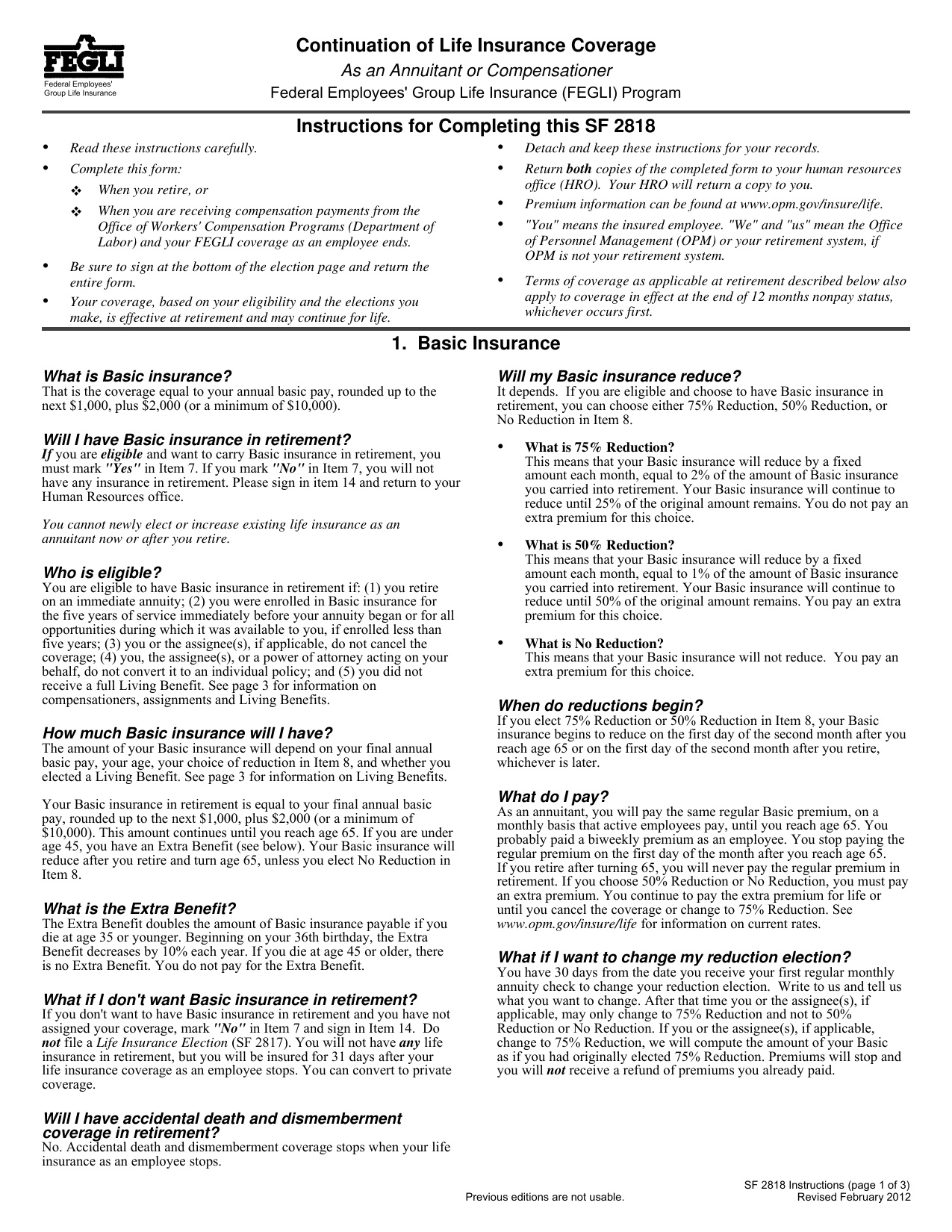 SF 2818 Form