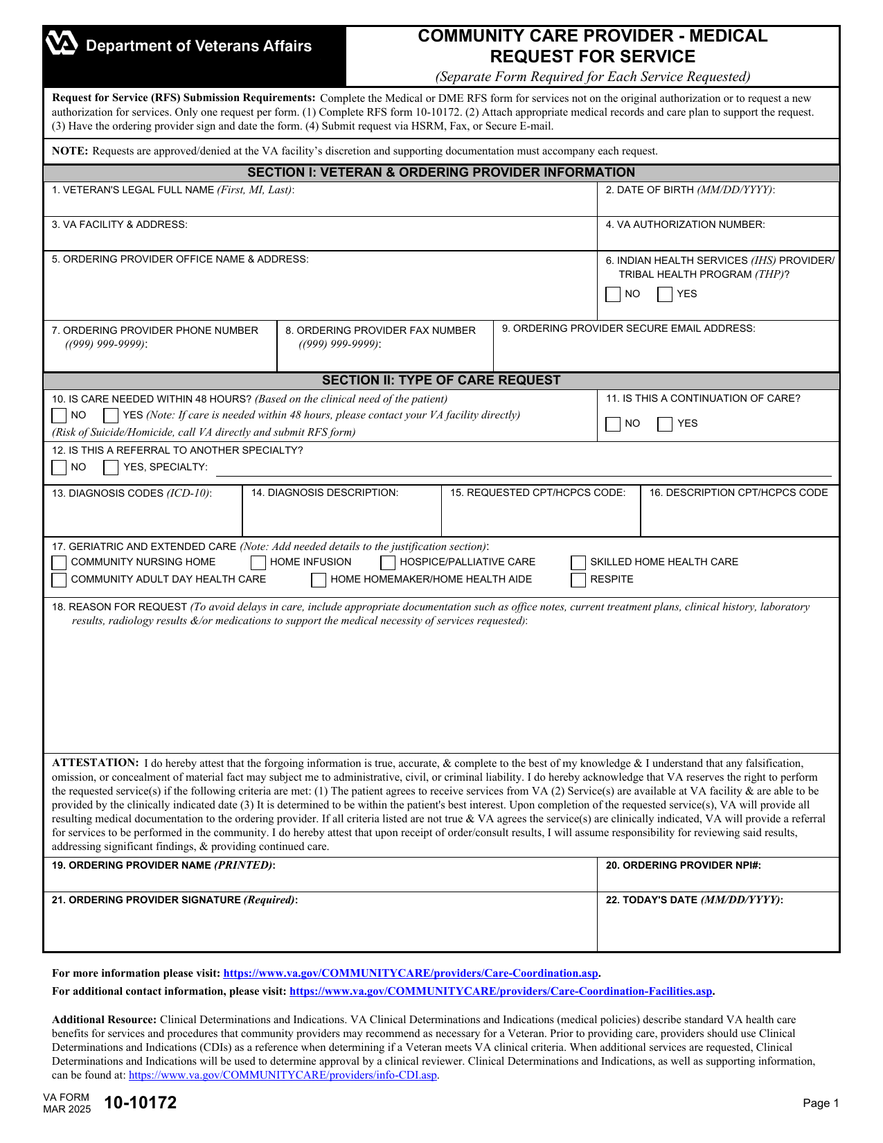 VA Form 10-10172